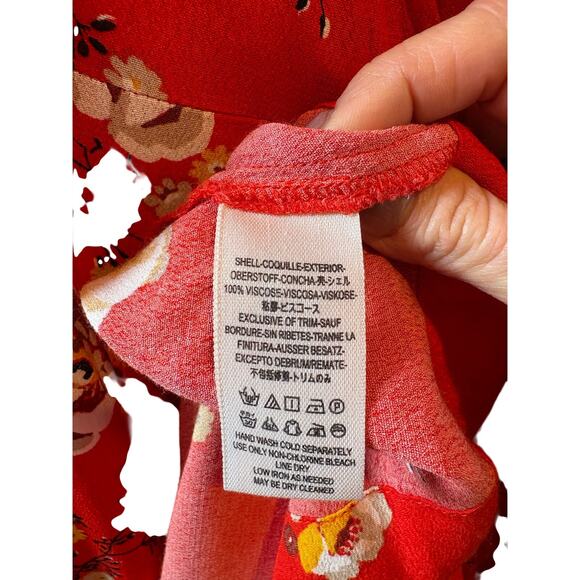 Free people Jess red maxi floral boho flutter sleeve wrap dress size XS - Picture 12 of 12